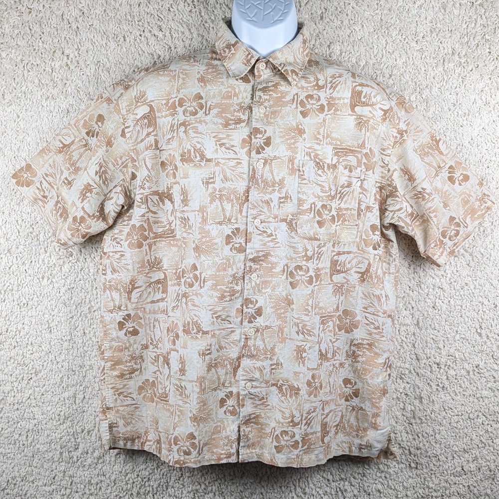 Club Room* Men's Short Sleeve Button‎ Down Straight Hem Pocket Shirt~ Size Large